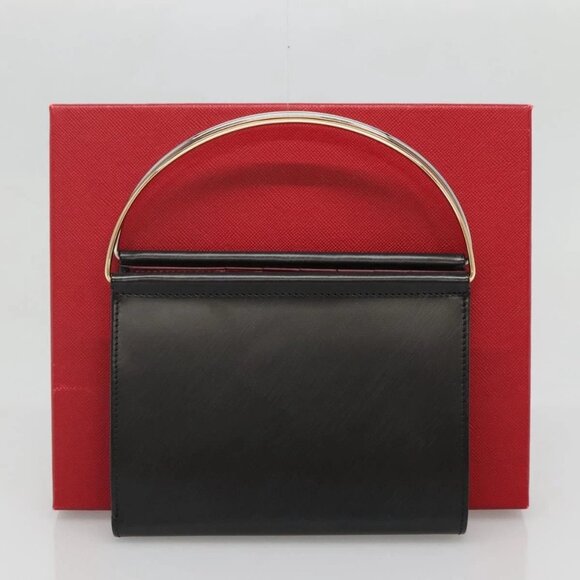 CARTIER Trinity Wallet Bag Hand Bag Leather Black - Picture 11 of 16